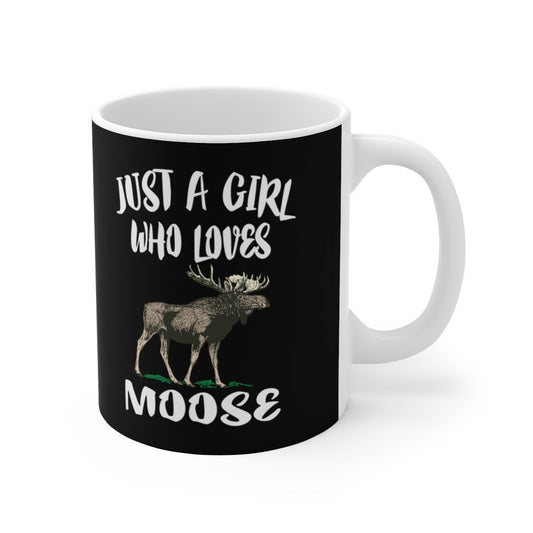 Just A Girl Who Loves Moose Coffee Mug - moose print design