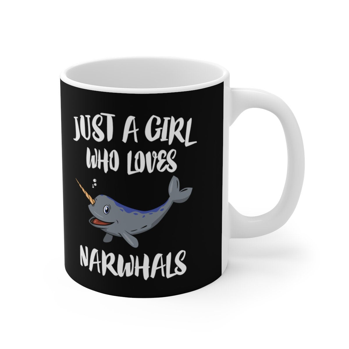 Just A Girl Who Loves Narwhals Whale Tee Coffee Mug, Narwhal Lover Gift, Narwhal Animal Mug Image 1