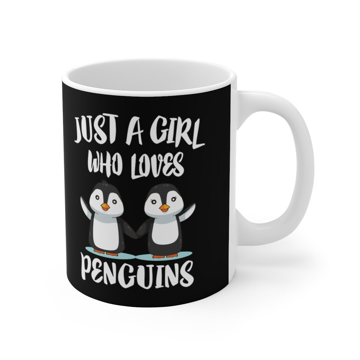 Just A Girl Who Loves Penguins Bird Tee Coffee Mug, Penguin Lover Gift, Birding Animal Mug Image 1