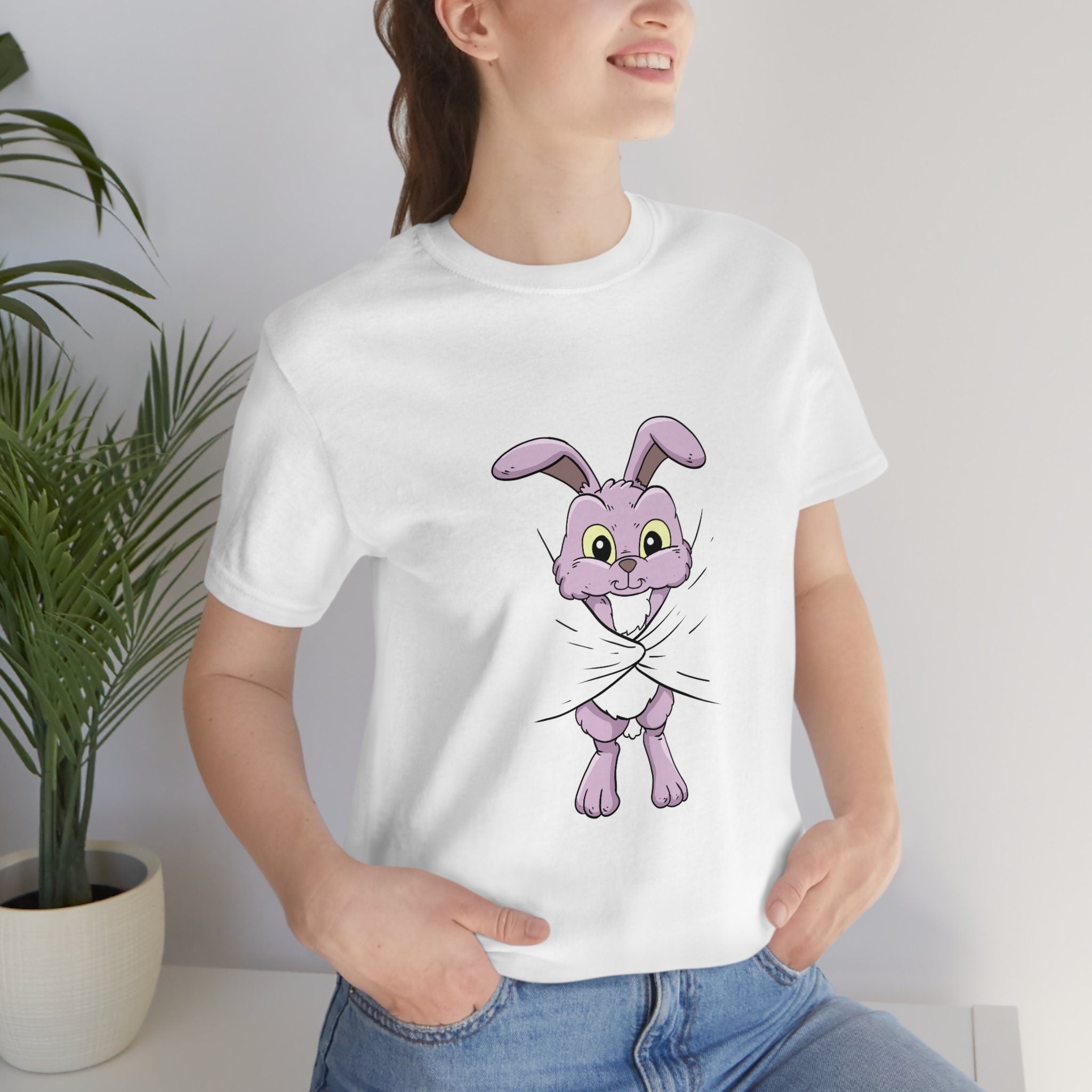 Bunny Hiding Under The T-Shirt, Rabbit Lover Shirt, Bunny Lover Shirt, Funny Bunny Shirt, Rabbit Boy Girl Gift, Animal Adult Kids T-Shirt Image 3