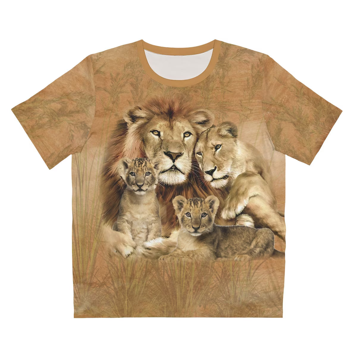 African Lion Family T-Shirt - lion family print design