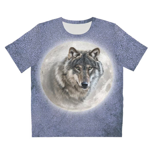 Grey Wolf Moon T-Shirt - grey wolf and moon print design