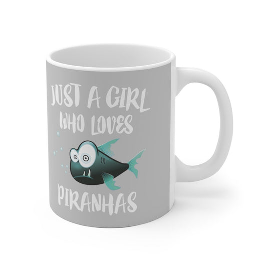 Just A Girl Who Loves Piranhas Coffee Mug - piranha print design
