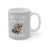 Just A Girl Who Loves Raccoons Tee Coffee Mug, Raccoon Lover Gift, Raccoon Animal Mug Image 2