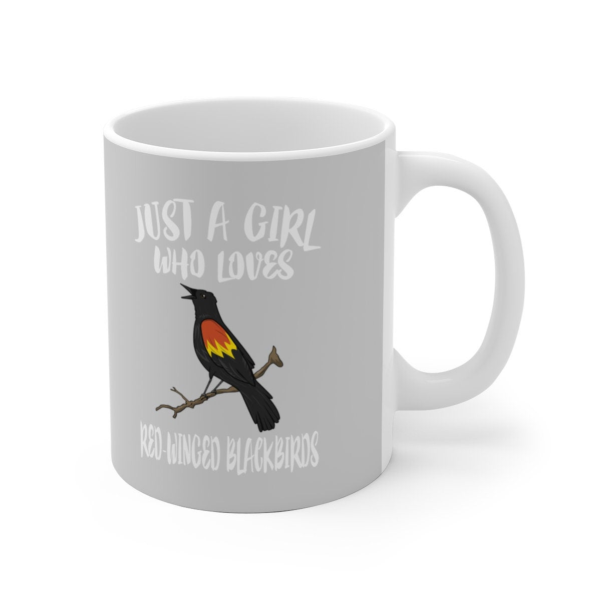 Just A Girl Who Loves Red-winged Blackbirds Bird Tee Coffee Mug, Blackbird Lover Gift, Birding Animal Mug Image 1