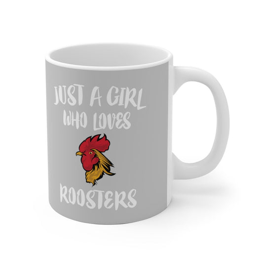 Just A Girl Who Loves Roosters Coffee Mug - rooster print design