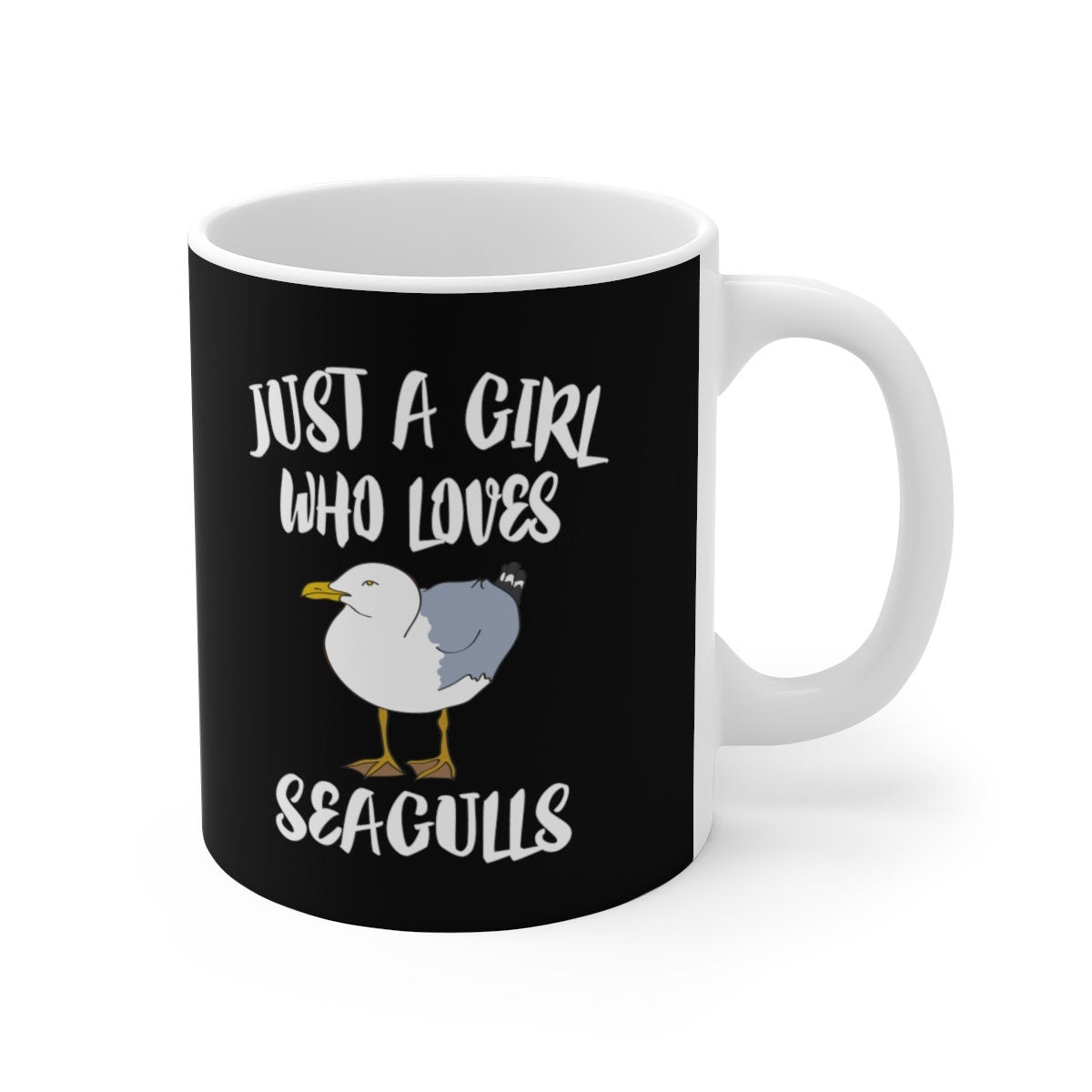Just A Girl Who Loves Seagulls Tee Coffee Mug, Seagull Lover Gift, Birding Animal Mug Image 1
