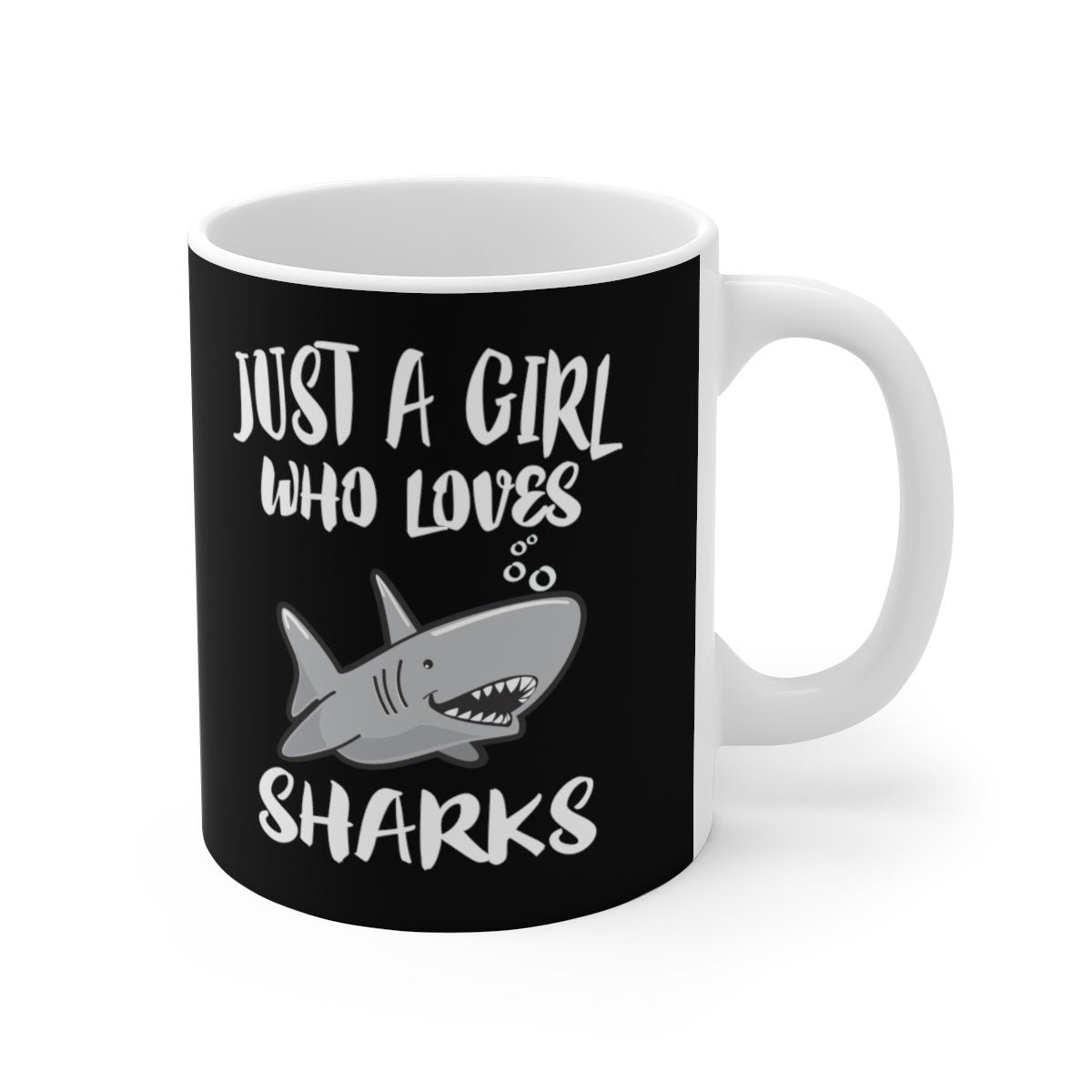 Just A Girl Who Loves Sharks Tee Coffee Mug, Shark Lover Gift, Shark Animal Mug Image 1