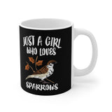 Just A Girl Who Loves Sparrows Bird Tee Coffee Mug, Sparrow Lover Gift, Birding Animal Mug Image 2