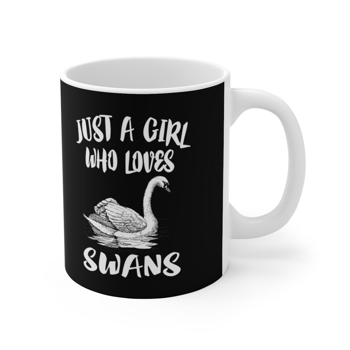 Just A Girl Who Loves Swans Bird Tee Coffee Mug, Swan Lover Gift, Birding Animal Mug Image 1