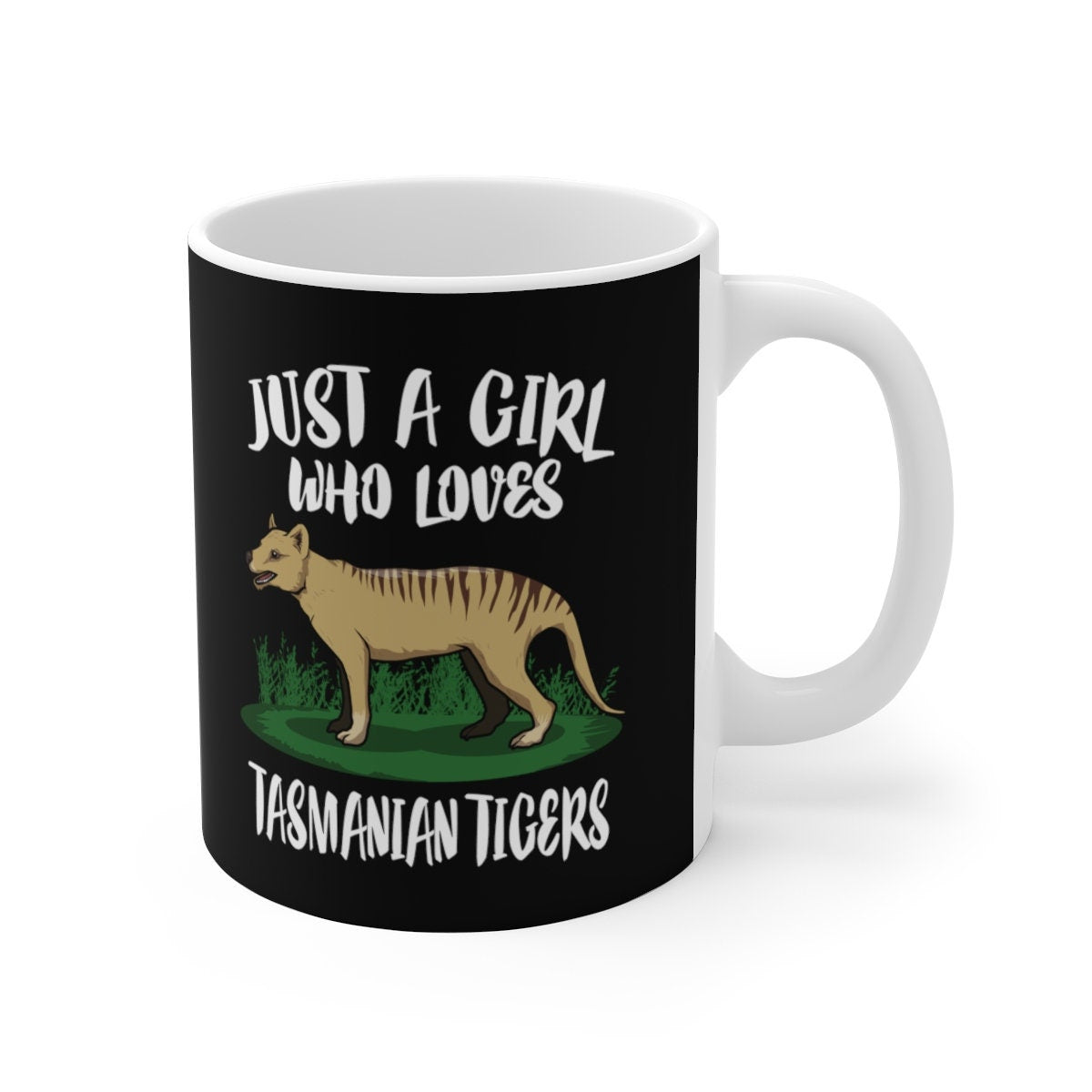 Just A Girl Who Loves Tasmanian Tigers Tee Coffee Mug, Tasmanian Tiger Lover Gift, Tasmanian Tiger Animal Mug Image 1