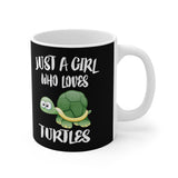 Just A Girl Who Loves Turtles Tee Coffee Mug, Turtle Lover Gift, Turtle Animal Mug Image 1