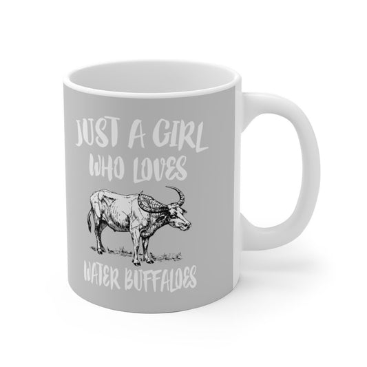 Just A Girl Who Loves Water Buffaloes Tee Coffee Mug, Water Buffalo Lover Gift, Water Buffalo Animal Mug Image 1