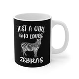 Just A Girl Who Loves Zebras Tee Coffee Mug, Zebra Lover Gift, Zebra Animal Mug Image 1