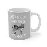Just A Girl Who Loves Zebras Tee Coffee Mug, Zebra Lover Gift, Zebra Animal Mug Image 2