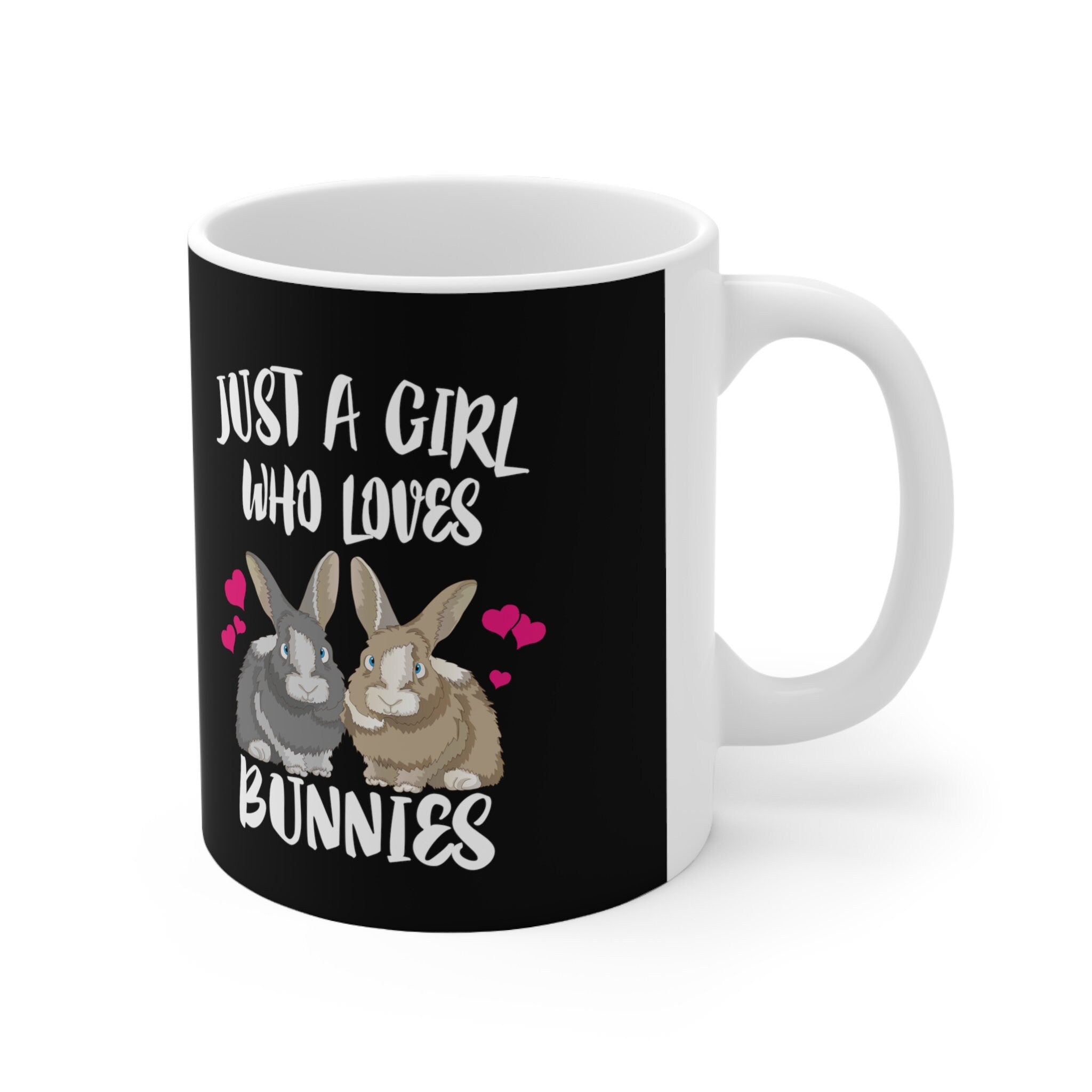 Just A Girl Who Loves Bunnies Rabbit Tee Coffee Mug, Bunny Lover Gift, Bunny Animal Mug Image 1