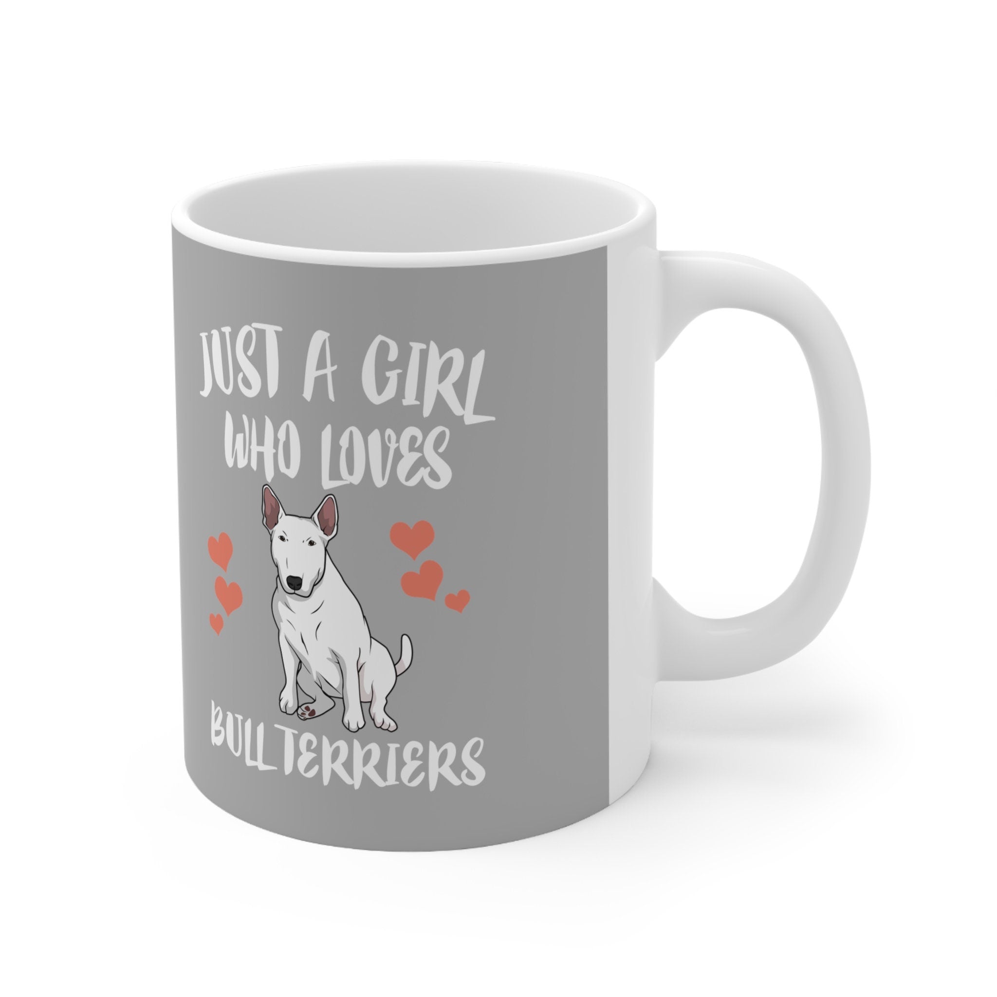 Just A Girl Who Loves Bullterriers Dog Tee Coffee Mug, Bullterrier Lover Gift, Bullterrier Animal Mug Image 2