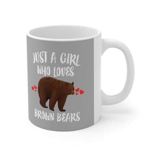 Just A Girl Who Loves Brown Bears Coffee Mug - brown bear print design