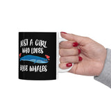 Just A Girl Who Loves Blue Whales Tee Coffee Mug, Blue Whale Lover Gift, Whale Animal Mug Image 3