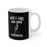 Just A Girl Who Loves Kestrels Bird Tee Coffee Mug, Kestrel Lover Gift, Birding Animal Mug Image 2