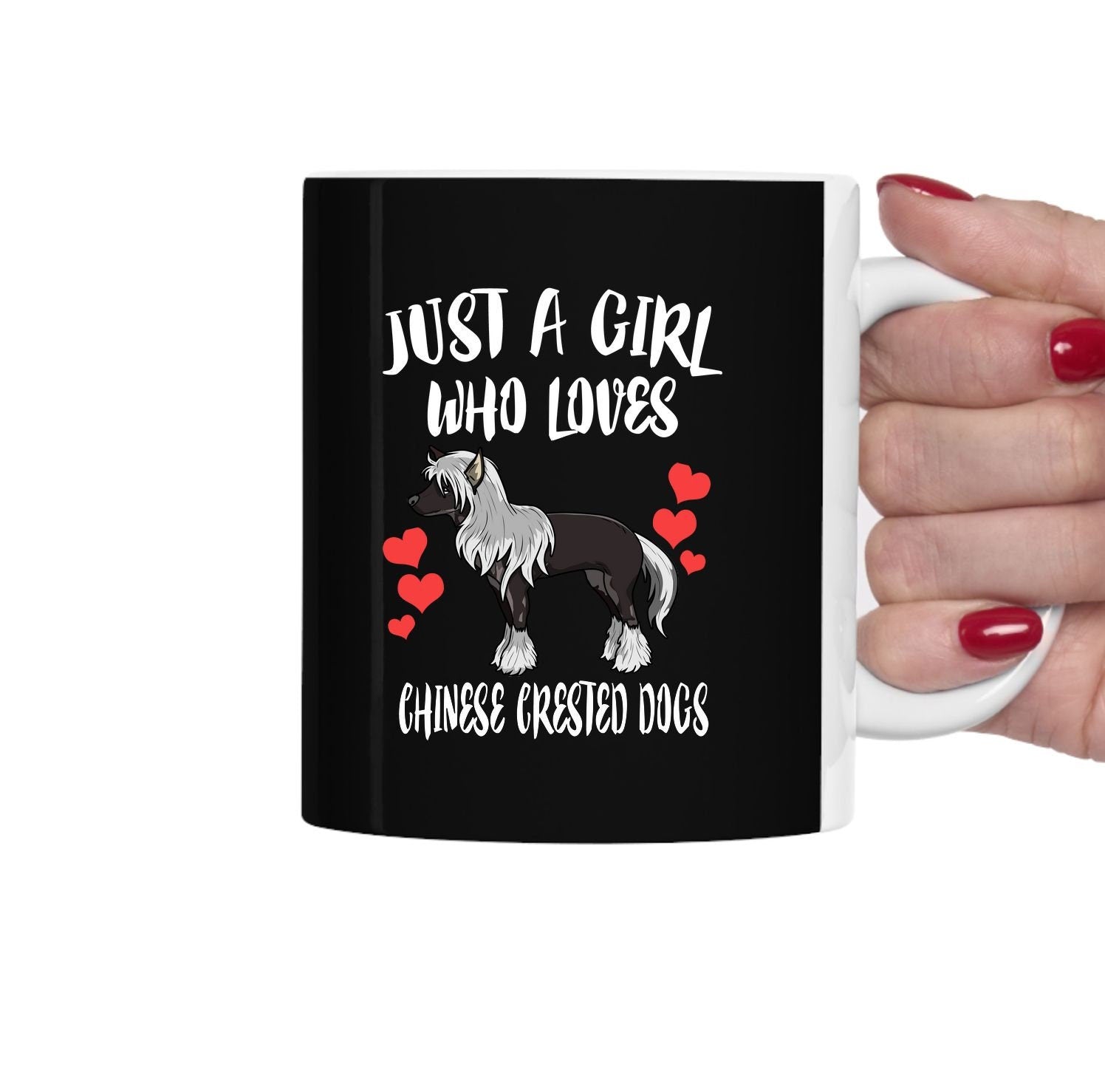 Just A Girl Who Loves Chinese Crested Dogs  Tee Coffee Mug, Chinese Crested Dog Lover Gift, Dog Animal Mug Image 2