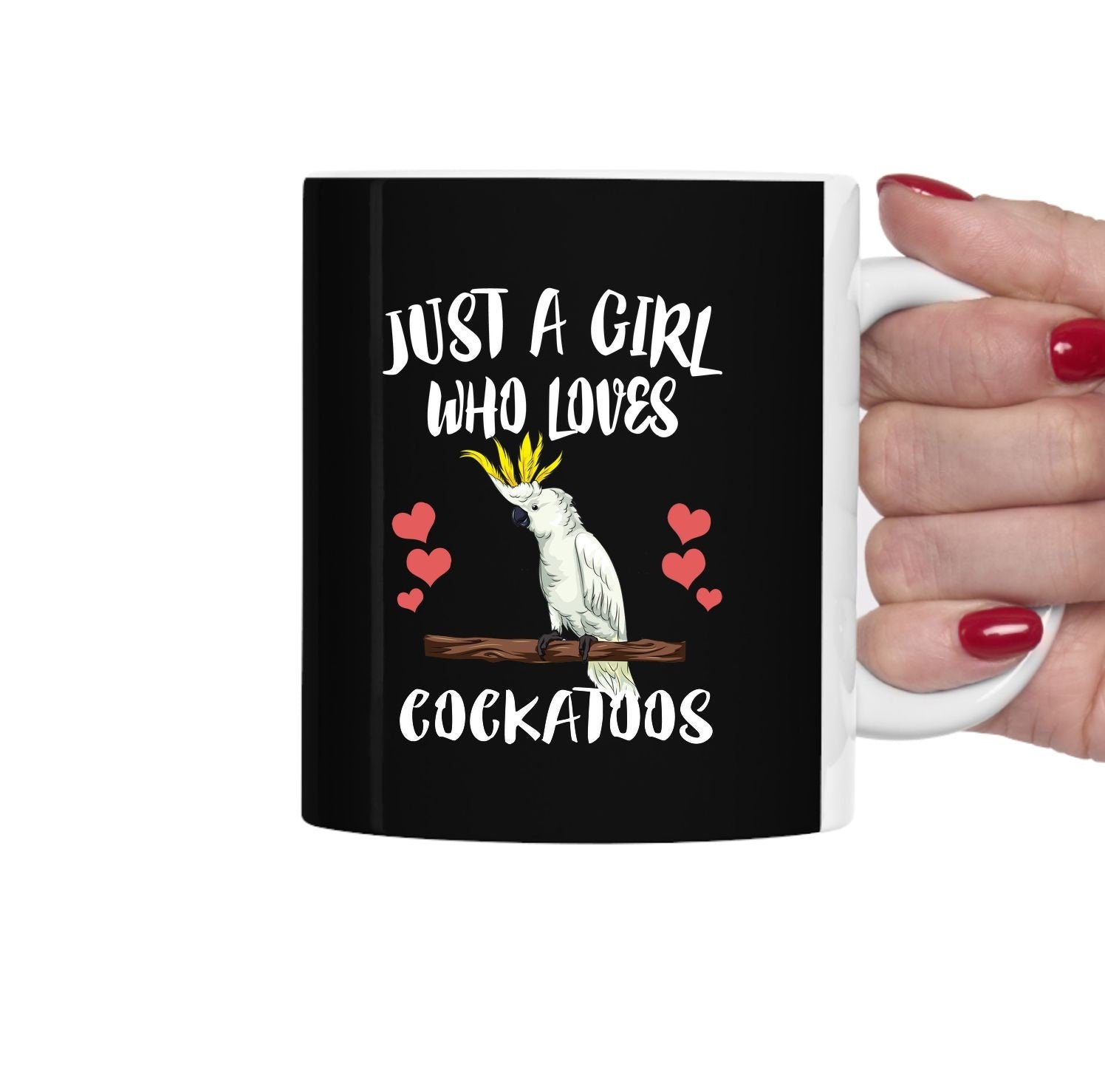 Just A Girl Who Loves Cockatoos Tee Coffee Mug, Cockatoo Lover Gift, Cockatoo Animal Mug Image 2