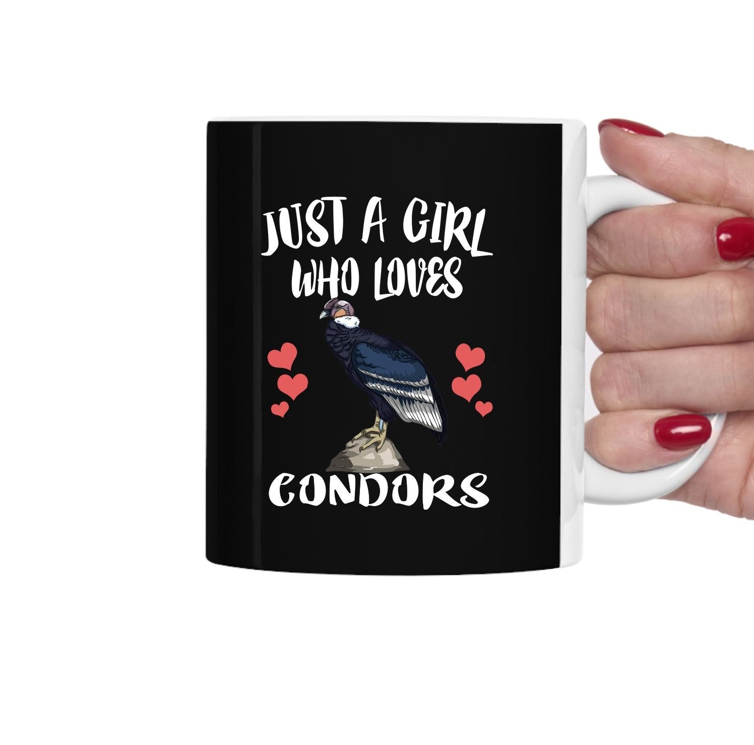 Just A Girl Who Loves Condors Bird Tee Coffee Mug, Condor Lover Gift, Birding Animal Mug Image 2