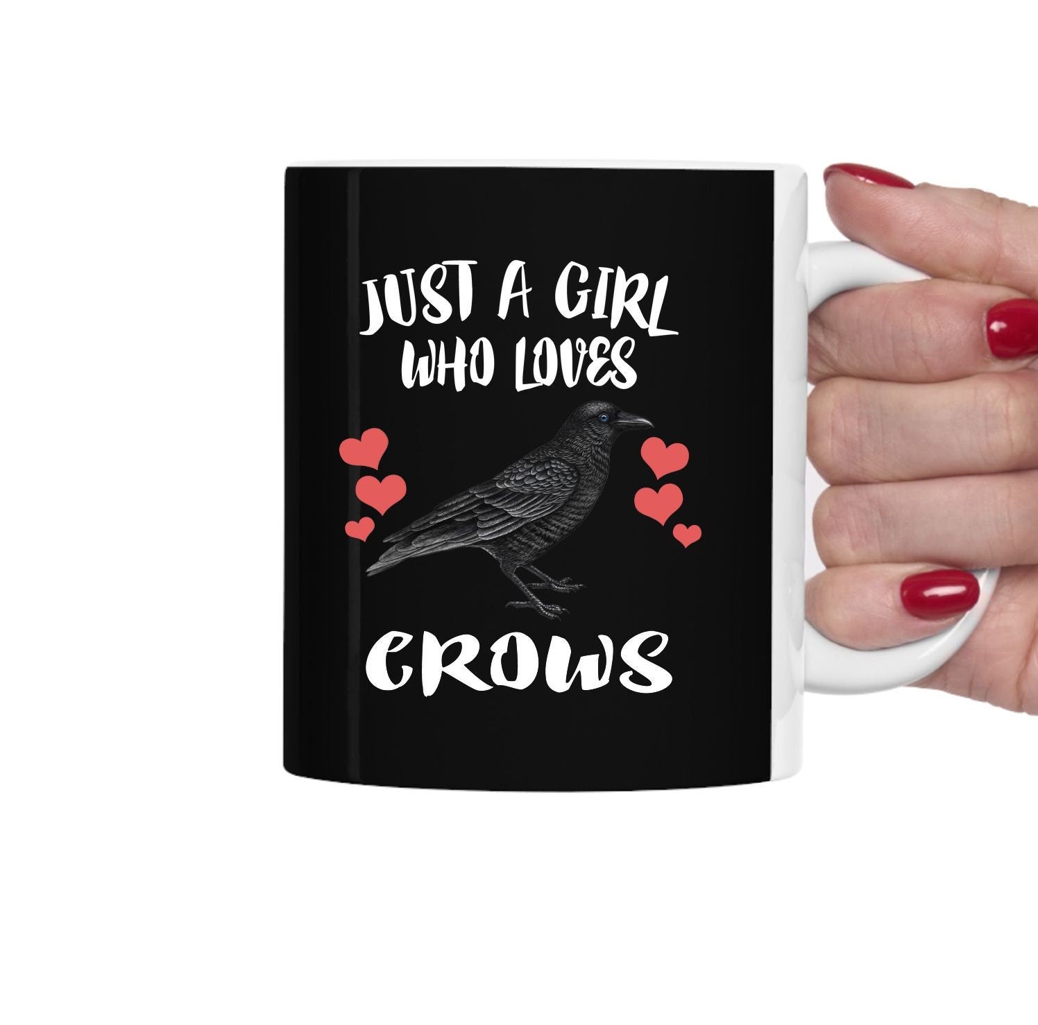 Just A Girl Who Loves Crows Bird Tee Coffee Mug, Crow Lover Gift, Birding Animal Mug Image 2