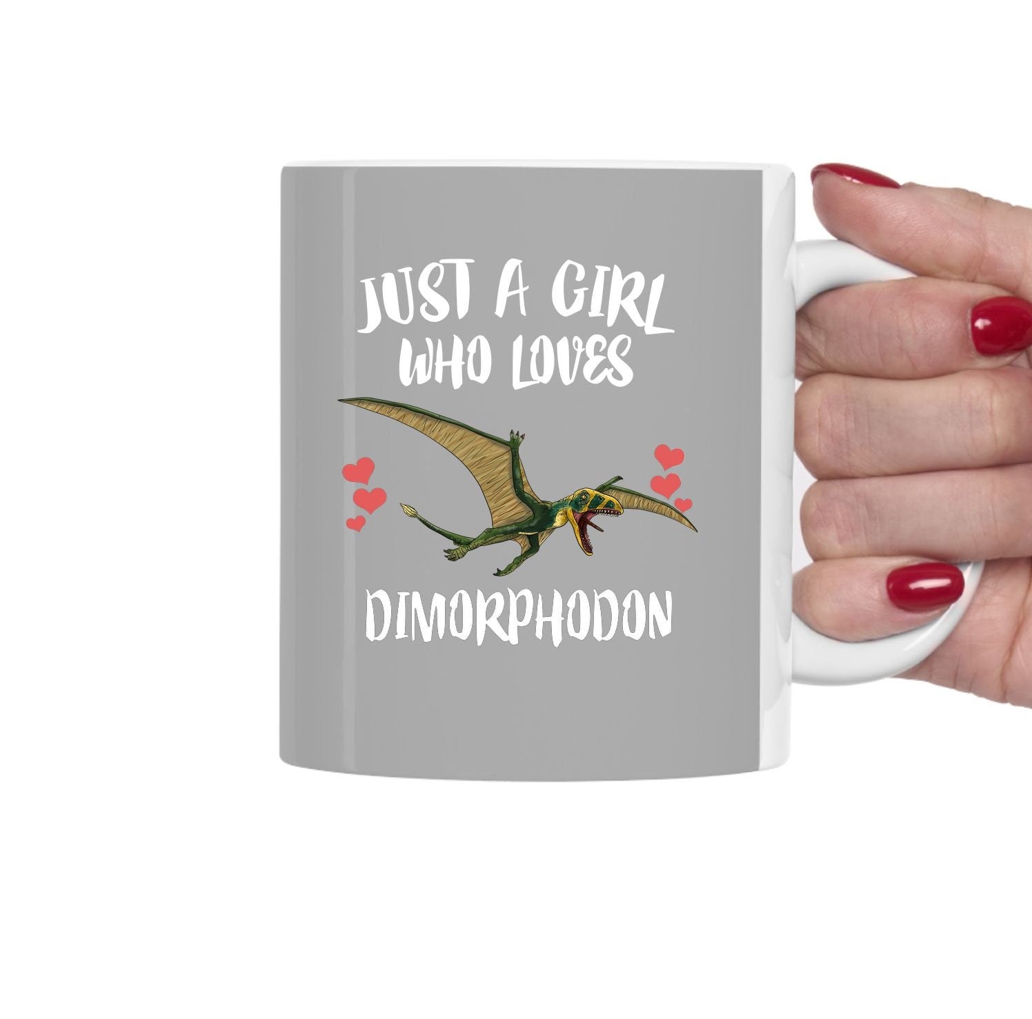 Just A Girl Who Loves Dimorphodon Dinosaur Tee Coffee Mug, Dimorphodon Lover Gift, Flying Dinosaur Animal Mug Image 2