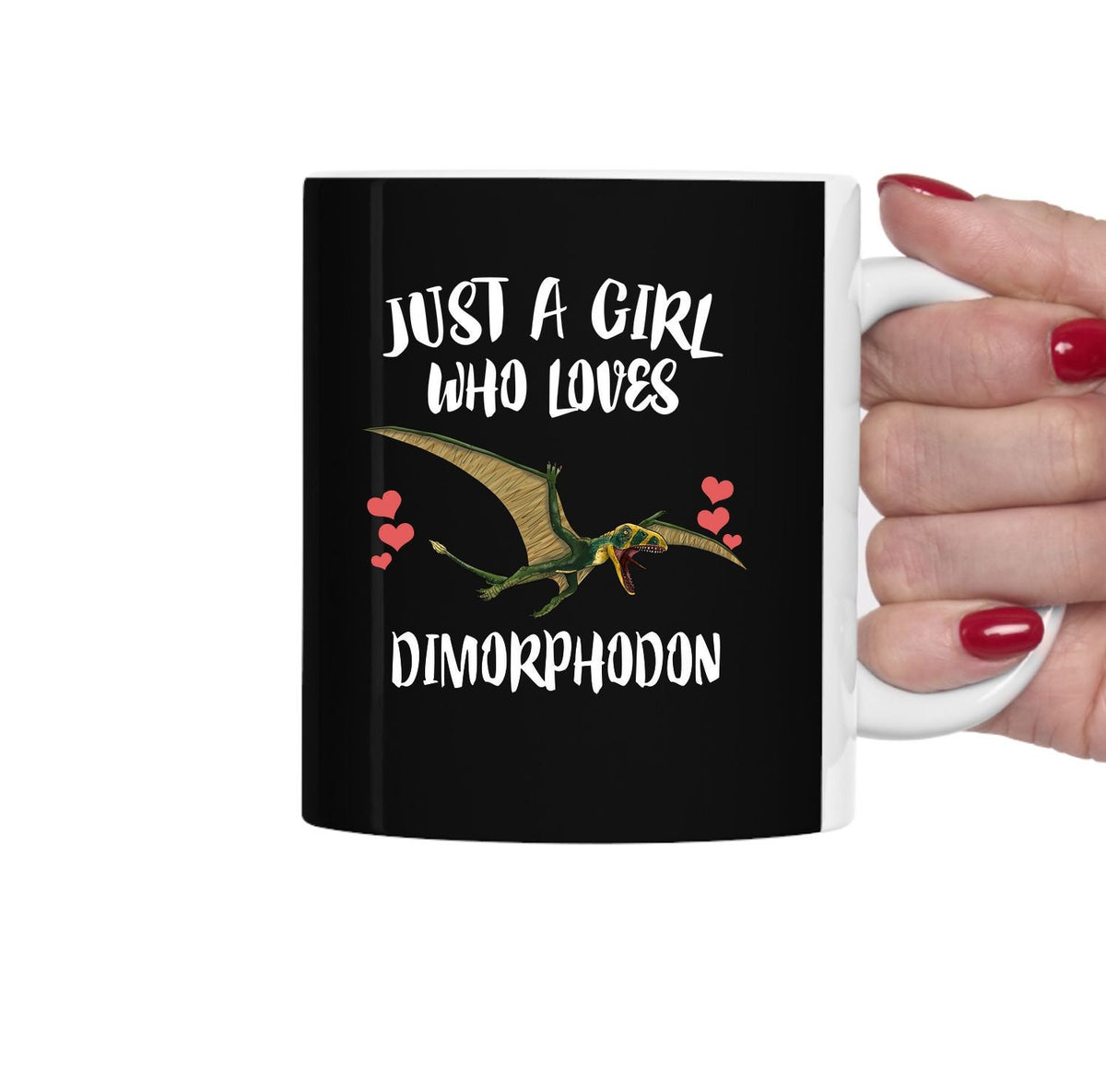 Just A Girl Who Loves Dimorphodon Dinosaur Tee Coffee Mug, Dimorphodon Lover Gift, Flying Dinosaur Animal Mug Image 1