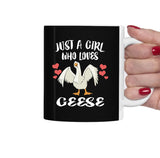 Just A Girl Who Loves Geese Bird Tea Coffee Mug, Geese Lover Gift, Birding Animal Mug Image 1