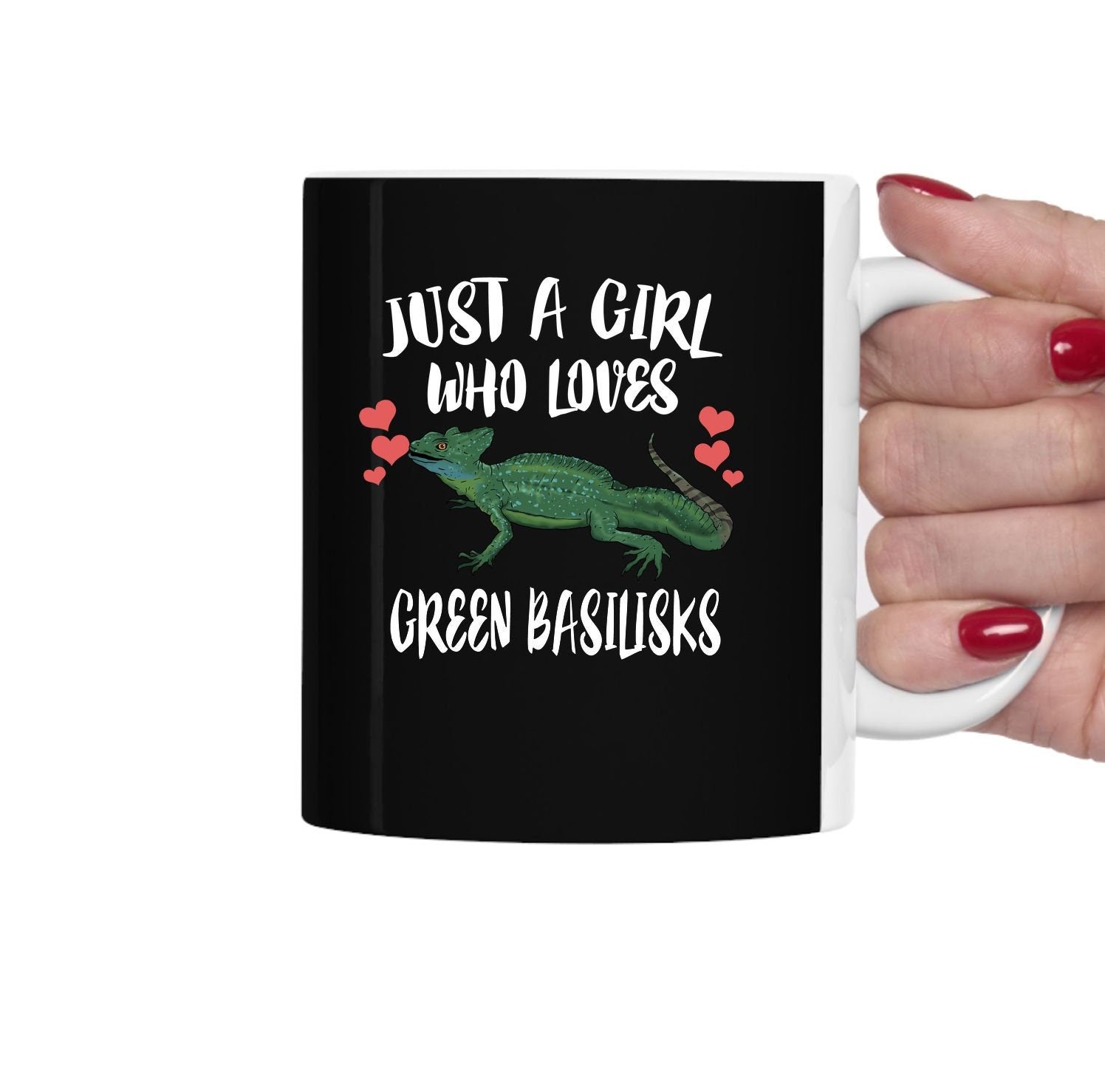 Just A Girl Who Loves Green Basilisk Lizards Tea Coffee Mug, Green Basilisk Lover Gift, Lizard Animal Mug Image 2