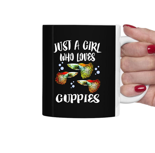 Just A Girl Who Loves Guppies Coffee Mug - guppy print design