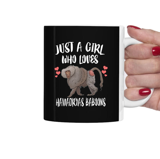 Just A Girl Who Loves Hamadryas Baboons Coffee Mug - hamadryas baboon print design
