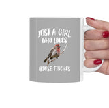 Just A Girl Who Loves House Finches Bird Tee Coffee Mug, House Finch Lover Gift, Birding Animal Mug Image 1
