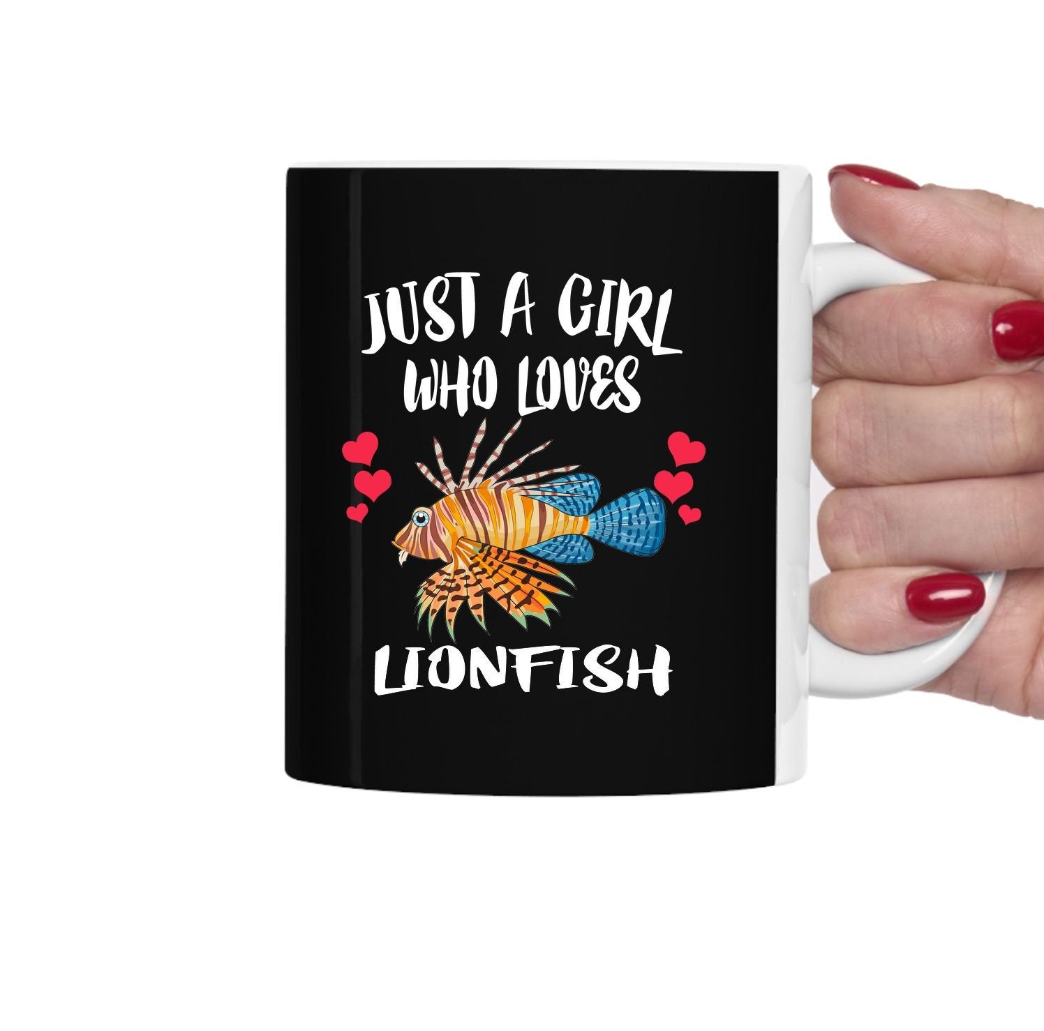 Just A Girl Who Loves Lionfish Tea Coffee Mug, Lionfish Lover Gift, Fish Animal Mug Image 1