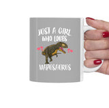 Just A Girl Who Loves Mapusaurus Dinosaur Tea Coffee Mug, Mapusaurus Lover Gift, Mapusaurus Animal Mug Image 1