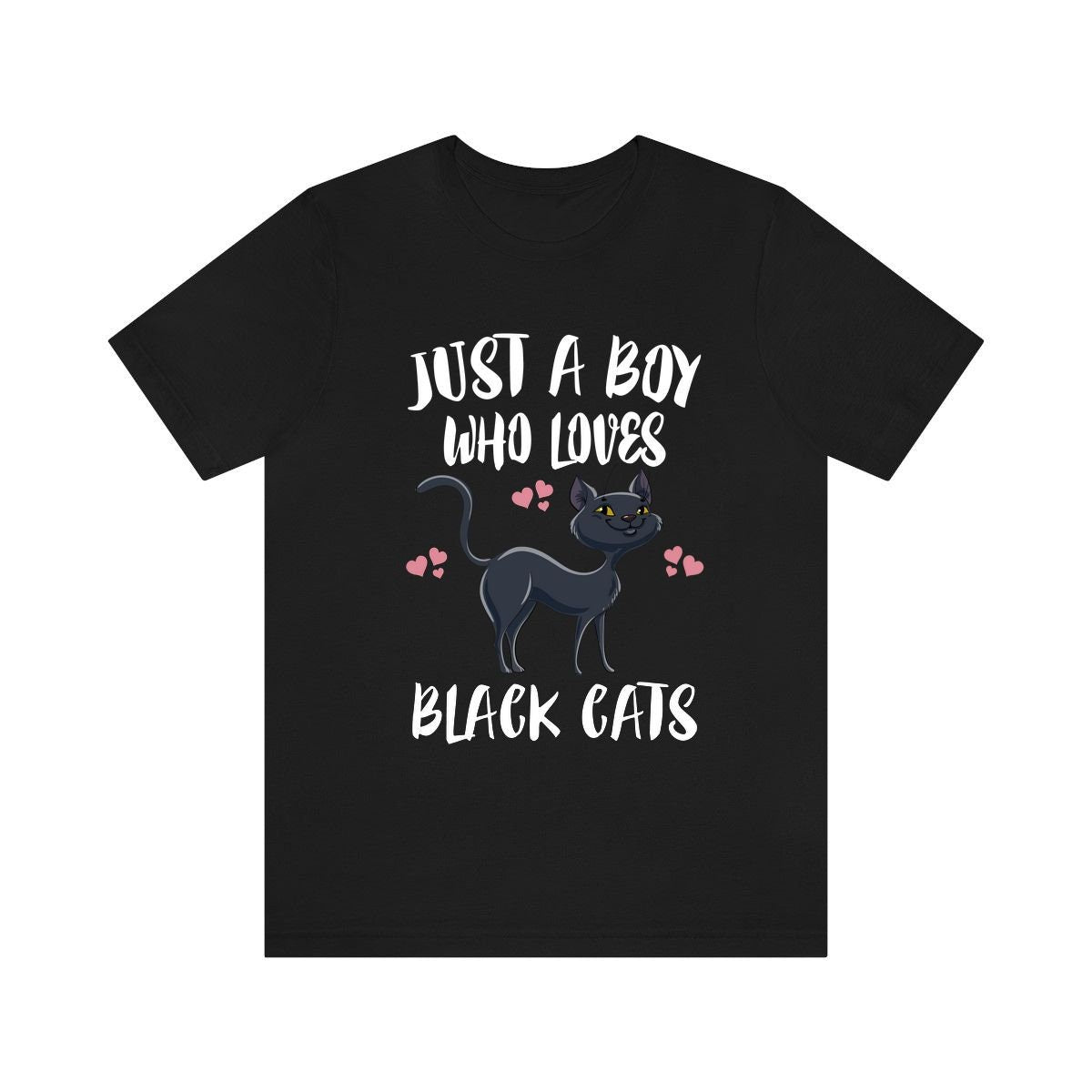 Just A Boy Who Loves Black Cats Ok Shirt, Cat Lover Shirt, Cat Dad Shirt, Funny Cat Gift, Boy Girl Shirt Image 2