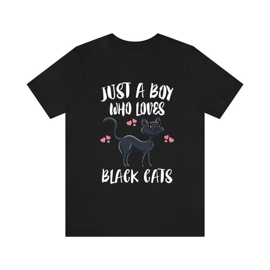 Just A Boy Who Loves Black Cats Shirt - black cat print design