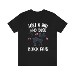 Just A Boy Who Loves Black Cats Shirt - black cat print design