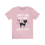 Just A Boy Who Loves Black Cats Ok Shirt, Cat Lover Shirt, Cat Dad Shirt, Funny Cat Gift, Boy Girl Shirt Image 4
