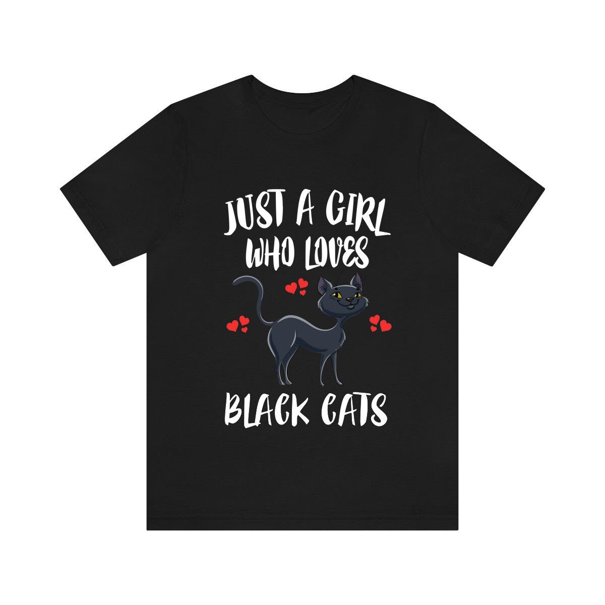Just A Girl Who Loves Black Cats Ok Shirt, Cat Lover Shirt, Cat Mom Shirt, Funny Cat Gift, Boy Girl Shirt Image 2