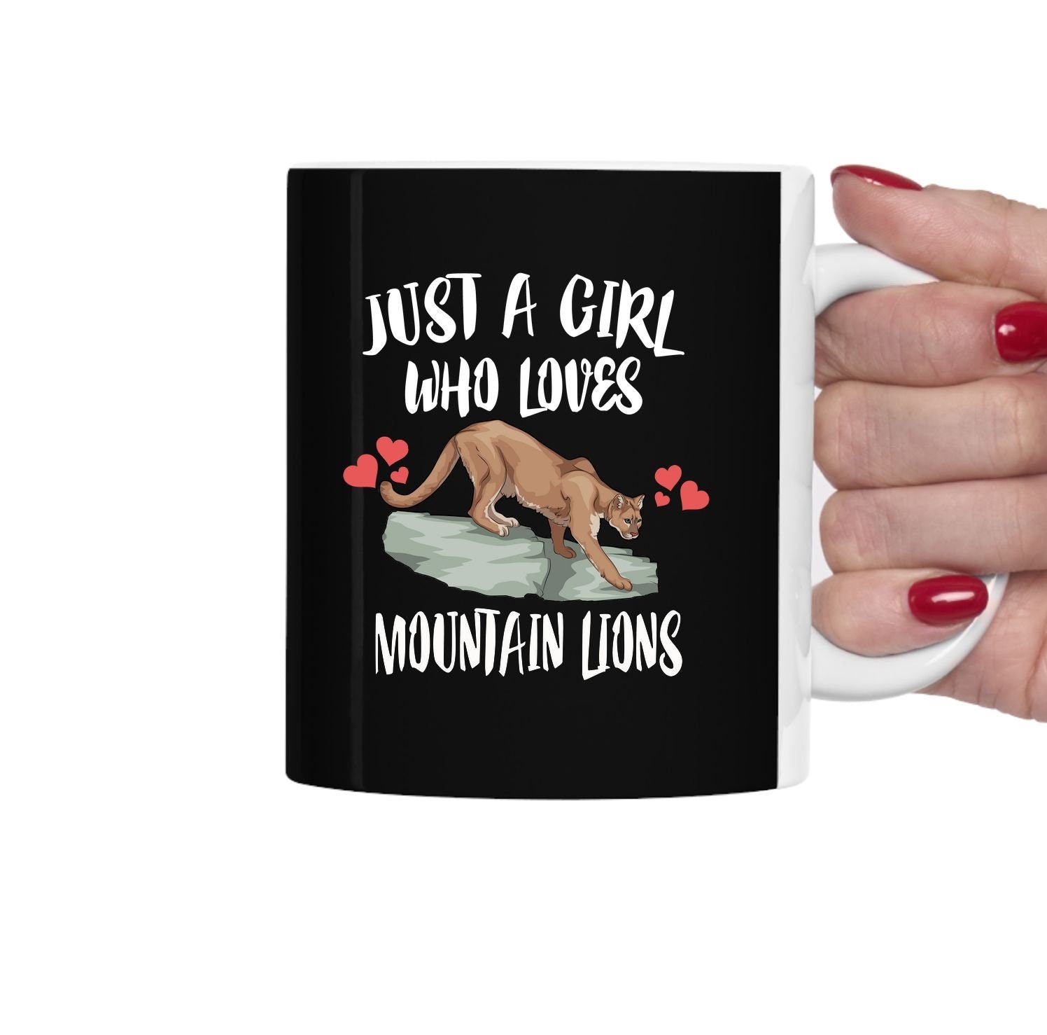 Just A Girl Who Loves Mountain Lions Tea Coffee Mug, Mountain Lion Lover Gift, Mountain Lion Animal Mug Image 1