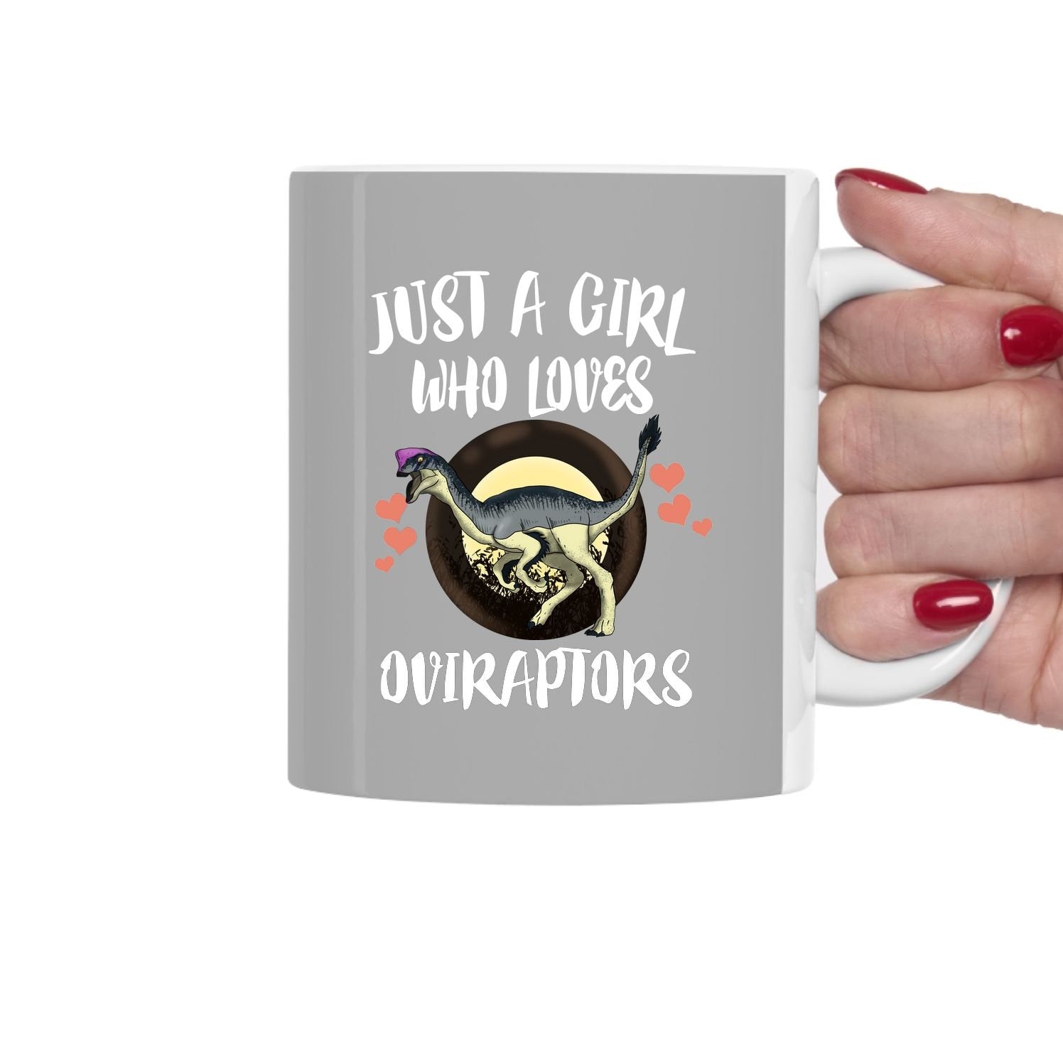 Just A Girl Who Loves Oviraptors Dinosaur Tea Coffee Mug, Oviraptor Lover Gift, Oviraptor Animal Mug Image 1