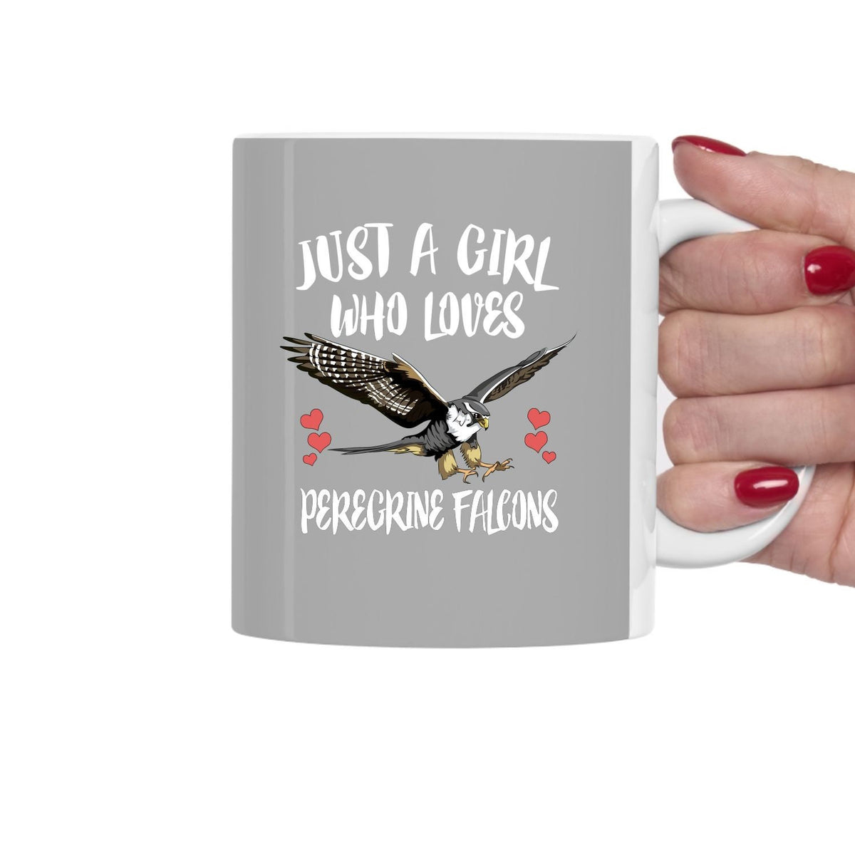 Just A Girl Who Loves Peregrine Falcons Bird Tea Coffee Mug, Peregrine Falcon Lover Gift, Falcon Birding Animal Mug Image 1