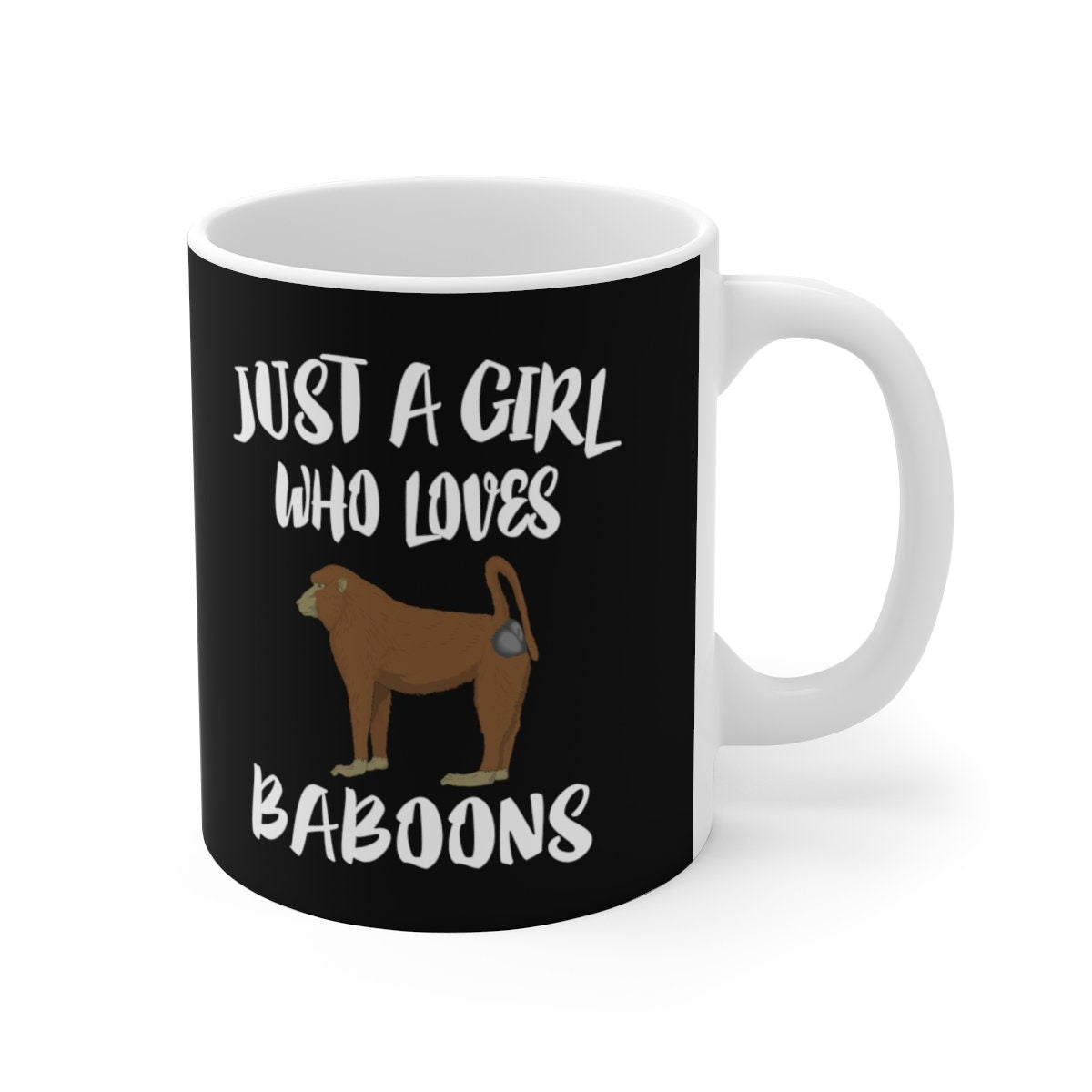 Just A Girl Who Loves Baboons Tee Coffee Mug, Baboon Lover Gift, Baboon Animal Mug Image 1