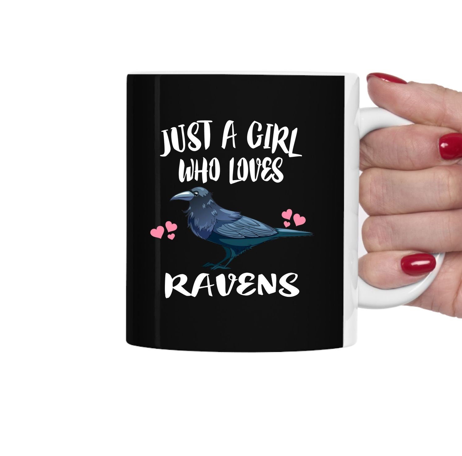 Just A Girl Who Loves Ravens Bird Tea Coffee Mug, Raven Lover Gift, Raven Birding Animal Mug Image 2