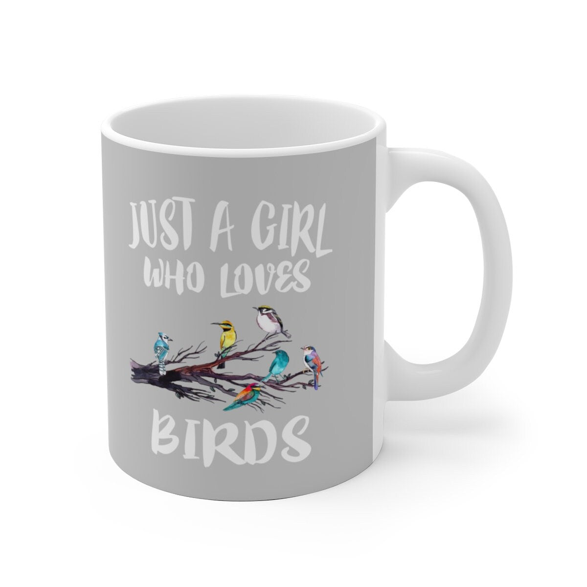 Just A Girl Who Loves Birding Birds Tee Coffee Mug, Bird Lover Gift, Birding Animal Mug Image 2