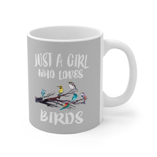Just A Girl Who Loves Birding Coffee Mug - bird print design