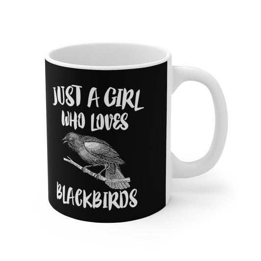 Just A Girl Who Loves Blackbirds Coffee Mug - blackbird print design